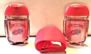 PINK GUMBALL POCKETBAC SANITIZERS RED HOLDER BATH BODY WORKS SET X 3 2024 - Picture 1 of 2