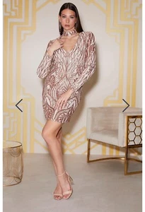Marciano By Guess Rose Gold Sequin Dress M Great Gatsby Collection. Ret $330 - Picture 1 of 8