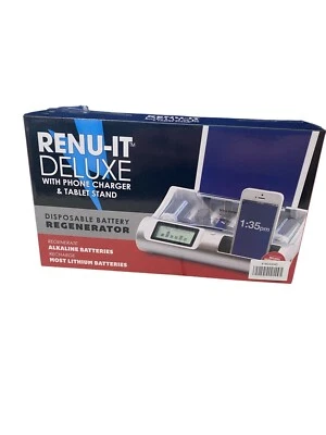 Renu-It Deluxe Silver Battery Regenerator Phone Charger And Tablet Stand NIB - Image 1 of 3