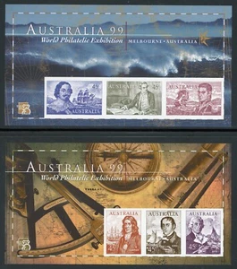 AUSTRALIA 199 MINT NH S/S IMPERF. #1727d-28d WORLD STAMP EXPO, AUSTRALIA 99 !! - Picture 1 of 1