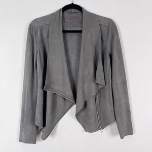 Chaqueta BLANKNYC Mujer Pequeña Gris Imitación Gamuza Cortina Frontal Cuello Cortina Manga Larga - Imagen 1 de 10