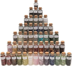 Set of 25 Gemstone Crystals in Glass Bottles for Meditation and Decor - Bild 1 von 12