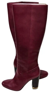 MICHAEL KORS Walker Botas con Cremallera Cuero Rojo Pierna Alta Tacón Bloque Damas EU 39 UK 6 - Imagen 1 de 11