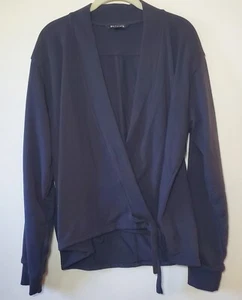 Athleta Size M Medium Retroterry Wrap Sweatshirt Black Long Sleeves Athleisure - Picture 1 of 9