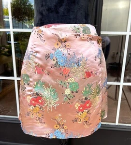 Urban Outfitters Mini Skirt Large Sarina Wrap Brocade Regencycore Pink Satin - Picture 1 of 14