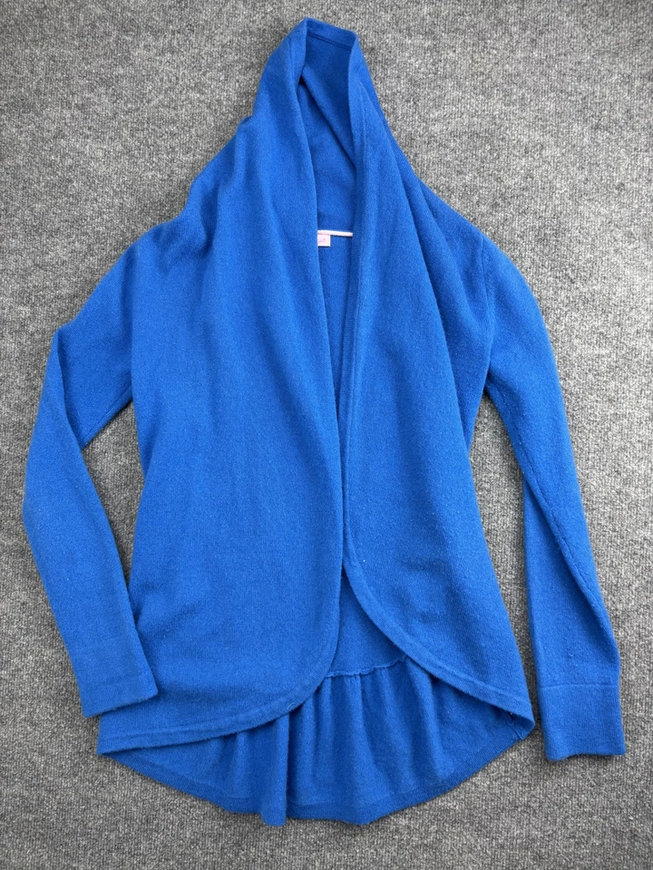 Suéter Lilly Pulitzer Mujer Pequeño Azul Cachemira Cárdigan con Capucha Volantes Dobladillo Foto 1 de 4