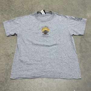Vintage Y2K Kids Harley Davidson Embroidered Flame Graphic T-Shirt Gray 18/20 - Picture 1 of 3