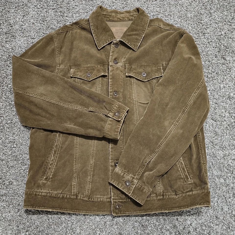 Chaqueta de mezclilla para hombre Old azul marino de pana marrón talla XL desgastada mangas largas Foto 1 de 4