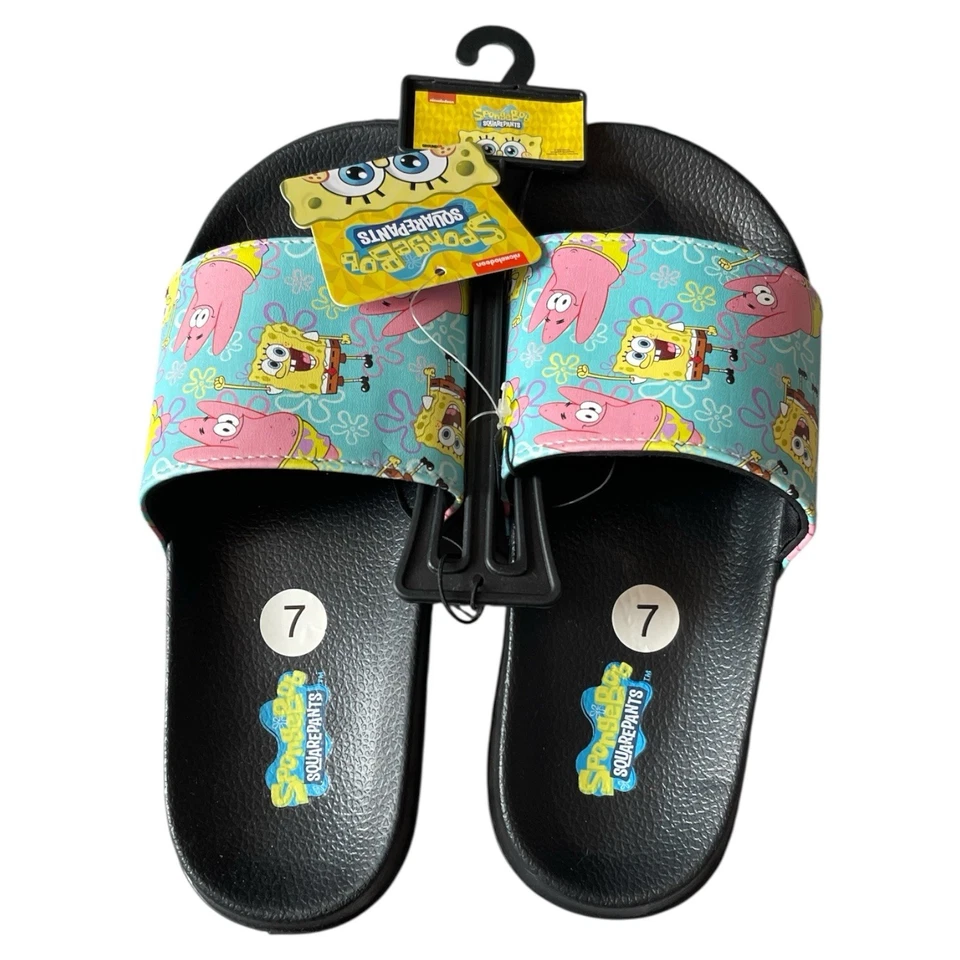 Bob Esponja Pantalones Cuadrados Niños Sandalias Talla 7 Grande Niño’s Negro y  Foto 1 de 4