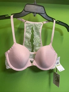 NWOT Jessica Simpson Padded Lace Push Up Bra (Size 34B, Color Pink) - Picture 1 of 10