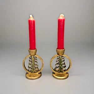 Juego de 2 mini candelabros de madera vintage República Democrática Alemana - Imagen 1 de 12