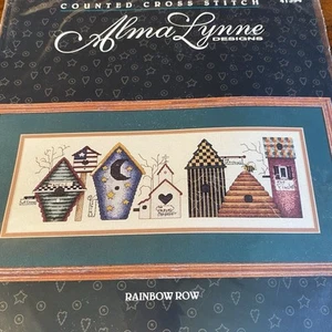 Alma Lynne Counted Cross Stitch Kit Rainbow Row Birdhouses 41394 Vintage 1996 - Picture 1 of 3