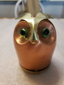 Vintage Coppercraft Guild Owl Coin Bank Brass Copper 4" Tall Taunton Mass. - Picture 1 of 7