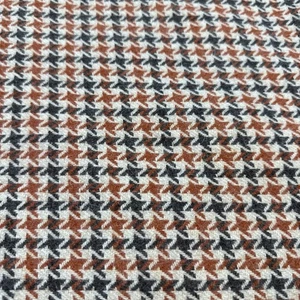 Vintage Cashmere Brown & Orange Houndstooth Wool Fabric 2.5 yd 60" W Medium - Picture 1 of 5