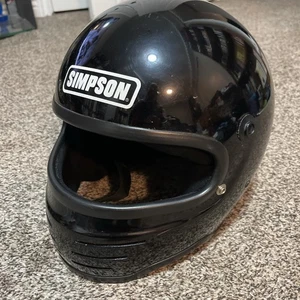 Vtg 1970s SIMPSON MODEL M61 Motorcycle Helmet Full Face Black 7 1/4 SNELL '75 - Bild 1 von 10