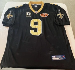 Drew Brees NFL Reebok Onfield Saints maglia capitano patch superbowl taglia 56 - Foto 1 di 14