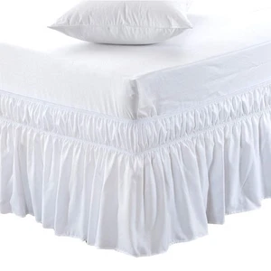 Wrap Around Bed Skirt Three Fabric Sides Elastic Dust Ruffled 14 Inch Tailore... - Picture 1 of 5