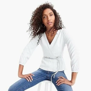 J.CREW Drapey Crepe Faux Wrap Top 00 - Picture 1 of 4