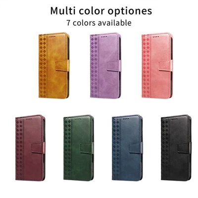 Checkered Embossed Wallet Case Phone Case Cover for Huawei Pura 70 P30 P20 P10 - Image 1 of 4