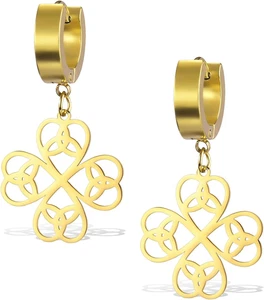 Klee Keltische Knoten Ohrringe für Frauen Vier blättriges Kleeblatt baumeln Edel - Bild 1 von 9