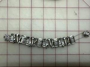Tools Theme Charm Bracelet Silver Carpenter Wrench HandyMan HandyWoman Jewelry - Picture 1 of 12
