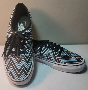 VANS Off The Wall~Low Top ~Black/White/ Lt Blue~ Skateboarding Shoes M 6.5 L 8.0 - Picture 1 of 8