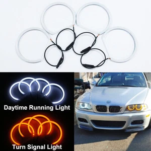 For BMW E46/E39/E38/E36 SMD LED Angel Eyes Switchback Headlight Halo Rings Kit - Picture 1 of 12