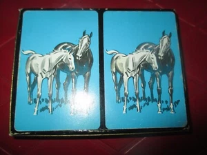 HAMILTON USADO De Colección PAQUETE DE DOS CABALLOS POTRO YEGUA Jugar CARTAS - Años 50 - Imagen 1 de 4