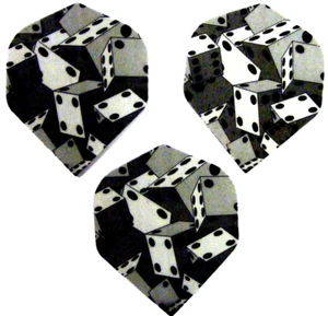 DART FLIGHT SET STD GREY COLOURED DICE PATTERNED FLIGHTS IN SET 3 - Picture 1 of 3