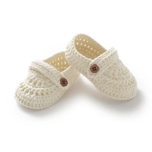 Baby-Girls Infant Newborn Shoes Mary Jane Hand Knitting Crochet Bootie Shoes ... - Picture 1 of 6