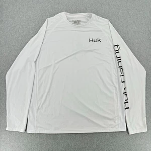 Huk Shirt Mens XL White Long Sleeve Performance Fishing UPF Sun Protection Tee - Picture 1 of 11