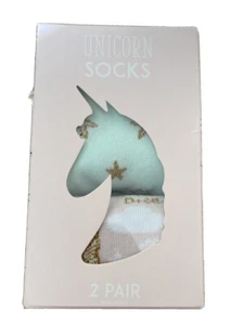 New Women’s 2 Pair Unicorn Sock 9-11 Crew - Picture 1 of 3