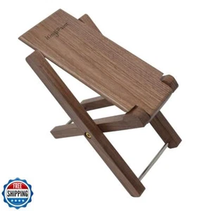 KingPoint Solid Wood Guitar Footstool 4 Adjusatble Height Levels Black Walnut - Picture 1 of 5