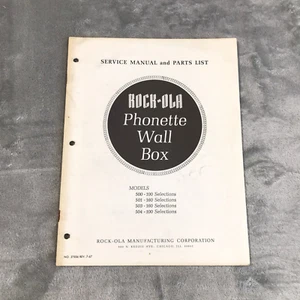 Rockola Phonette Wall Box Parts Service Manual 37856 Original 500 501 503 504 - Picture 1 of 2