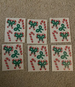 Creative Memories CANDY CANES Sticker Strips 6 Sheets Lot Green Bows Christmas - Picture 1 of 2
