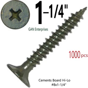 Cement Fiber Backer Board Screw Hi-Lo Phillips Wafer Head #8 x 1-1/4 Coated 1000 - Picture 1 of 2