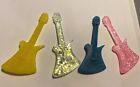 4 Resin Electric Guitars 8.5cm Shapes Craft Card Making, Scrapbook Projects