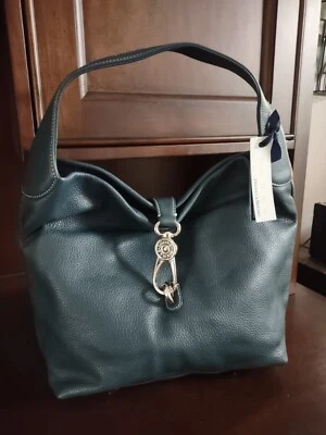 Bolso de Hombro Dooney & Bourke Logo Lock Sac Hobo Cuero Verde Azulado Nuevo con Etiquetas  Foto 1 de 4