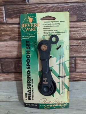 Revere Ware Signature 5 Piece Measuring Spoon Set #55156 W/ Bonus Leveler 1996 - Image 1 of 4