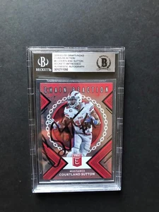 Courtland Sutton 2018 Elite Draft Picks RC autografato Beckett BAS testimone lastra - Foto 1 di 1