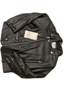 ZARA Fox Learher Biker Jacket Boys Kids Size 6 - Picture 1 of 8