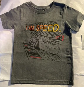 DISNEY CARS LIGHTNING MCQUEEN I. AM. SPEED. SHORT SLEEVE GREY T SHIRT SIZE 4 - Picture 1 of 2