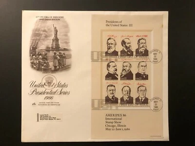 First Day Cover"US PRESIDENTIAL SERIES"1986 Sheet of 9 U.S.Postage Stamps - Image 1 of 4