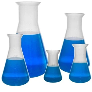 Plastic Erlenmeyer Flask Set - 5 Sizes - 50, 100, 250, 500, 1000ml, KarterSci - Picture 1 of 1