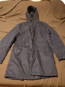 H&M Long Parka Dark Blue Jacket Size L - Picture 1 of 7