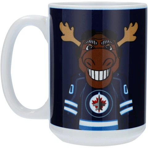 White Winnipeg Jets 15oz. Mascot Mug Cover