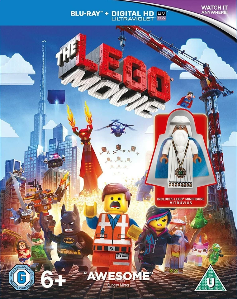 The Lego Movie Blu-Ray + Lego Vitruvius Minifigure NEW 6+ "Awesome" (NO UV CODE) - Image 1 of 1
