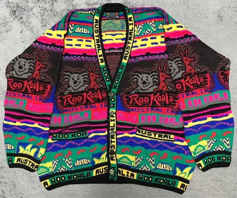 Men's COOGI Pure Wool Knitted Sweater Cardigan 3D Knit Size M Made In Australia - Image 1 of 4