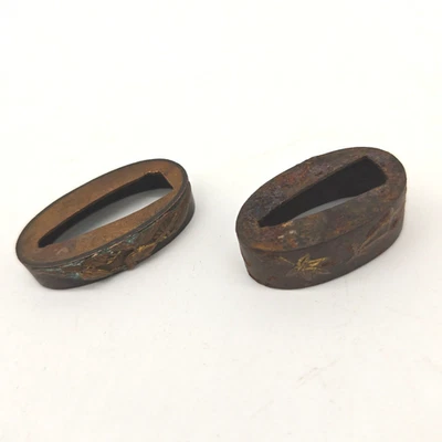 Antiguo Juego de 2 FUCHI Japonés - SAMURAI KATANA Fitting Art FCA045 Foto 1 de 4