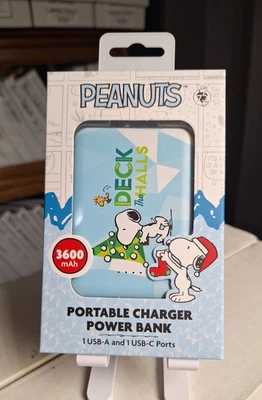 Cargador Portátil Peanuts Navidad / Banco de Alimentación, Snoopy & Friends | USB-C y USB-A Foto 1 de 2